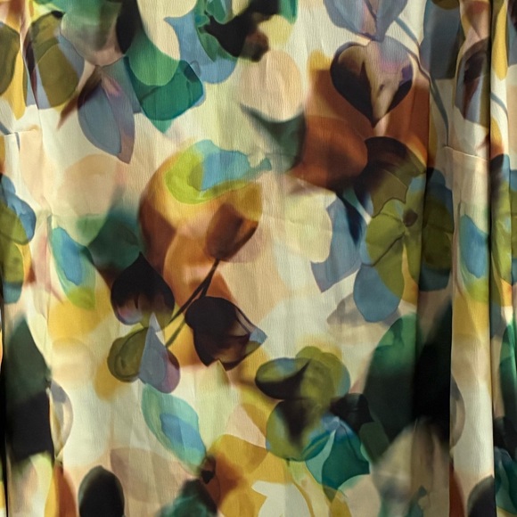 🆕Eloquii Satin Yellow and Green Sheath Dress with Bishop Sleeves 16🆕 - Picture 15 of 15